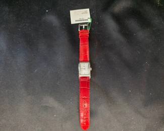 Genuine Leather Wristwatch - Red Croc Band