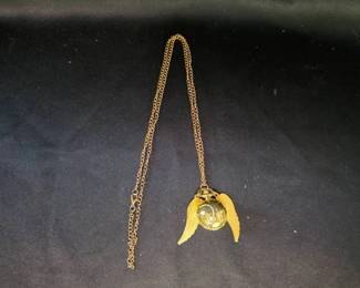 Gold-Tone Necklace with Winged Sphere Pendant