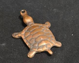 Cast Brass Turtle Figurine - Loop Detail 3in