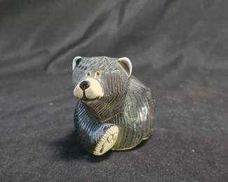 Hand-Carved Hand-Painted Black Bear Cub 3in
