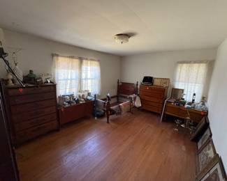 Vintage solid wood bed, chest, dresser, wardrobe and drop leaf table!