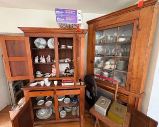 Two beautiful hutches full of vintage china and glassware!
