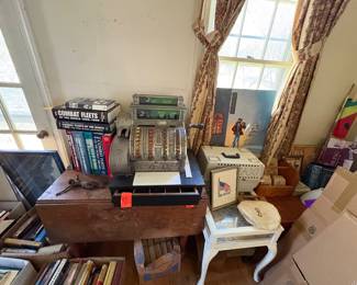 Vintage Cash register and great Ship books!