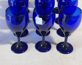 Set of Twelve Libbey Cobalt Blue Stems