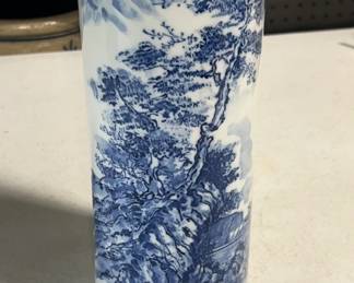 Blue & White Japan Fisherman Brush Pot Vase
