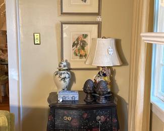 Drexel Painted Chest, Signed Prints by Ruth Betcher