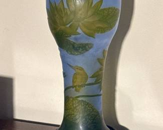 Emile Galle Cameo Art Glass Vase 13.5H