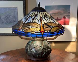 Stained Glass Dragongly Lamp. 18H