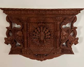 Carved Wooden Peacock Window (Nepal)