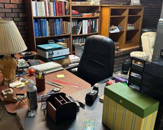 Home office equipment located in basement