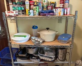 Kitchen supplies located in laundry room