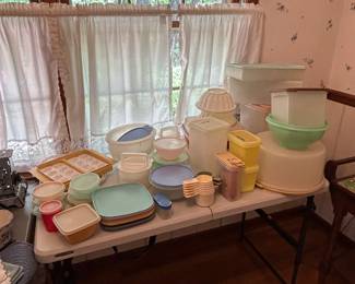 Vintage Tupperware collection located in Kitchen