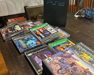 PS2 gaming console and games 