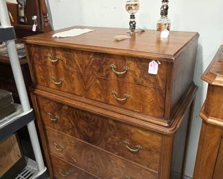 Burrled Walnut Stacked Chest