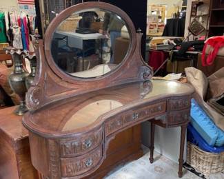 Antique vanity with mirror, solid wood, dovetailed drawers
