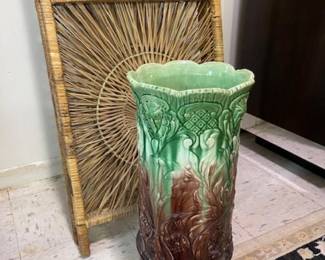 Majolica umbrella/cane stand.  probably 1920s