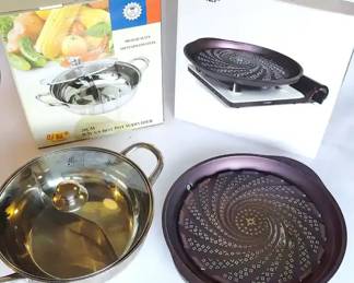 Stainless Steel Hot Pot And Techef Korean Grill Pan