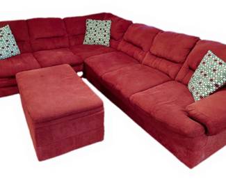 Overstuffed Corner Sectional In Maroon Colorway