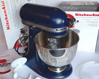 Ink Blue KitchenAid Artisian Mixer With Specality Attachments