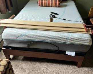 adjustable bed, mattress, wood frame