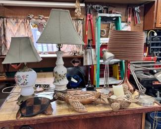 milkglass lamps, turtle decor