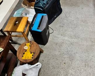 stools, paper shredder, footbath