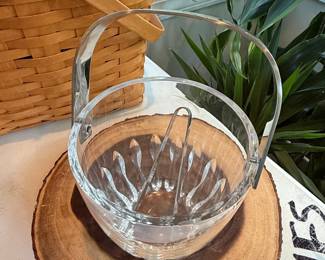 Cut Crystal Ice Bucket with Tongs