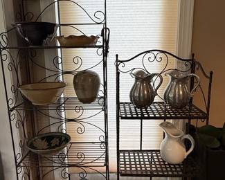 Vintage Pewter Pitchers and Ceramic Bowls
