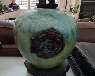 Matthew Lovein Raku "Wish Keeper" Vase with Crackle Glaze