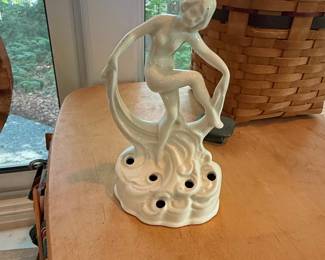 Art Deco Ceramic Figural Flower Frog - Dancing Nude