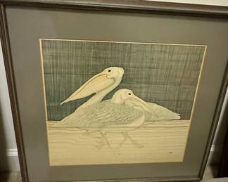 Framed Print of American White Pelicans