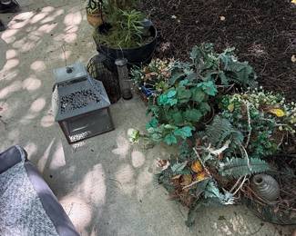 Decorative Metal Lantern and Bird Feeder Set