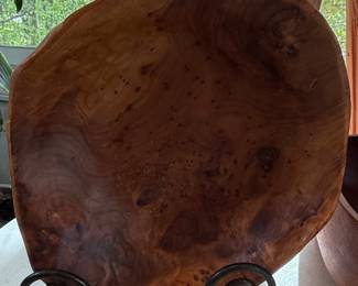 Burl Wood Live Edge Bowl on Stand