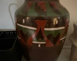 Southwestern Style Ceramic Vase with Geometric Design