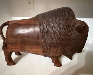 Carved Ironwood Bison Figurine