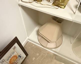 Brass Table Lamps with Black Shades (Pair)