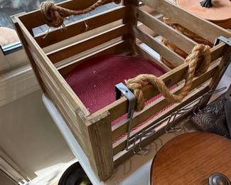 Wooden Crate with Rope Handles