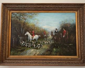 Hunting Scene Oil Painting by H. Thomas