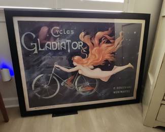 Cycles Gladiator "Nude Woman on Bicycle" Advertising Poster by Georges Massias