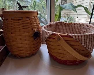Longaberger Homestead Basket with Lid and Longaberger Picnic Basket with Liner