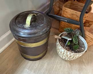 Vintage Metal Coal Hod / Scuttle with Paw Print Motif