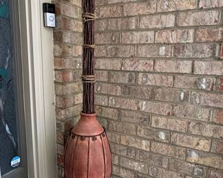 Large Decorative Twig and Metal Vase