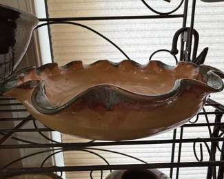 Brown Pottery "Brown Butter" Bowl with Wavy Rim