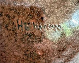 Hand-signed "Herman" Studio Pottery Bowl with Glaze Drip Effect