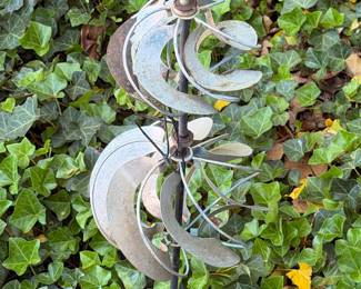 Metal Kinetic Wind Spinner Sculpture - Verdigris Finish