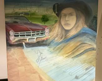 Surrealist Portrait with Car and Piano Keys