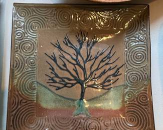 Smith-Miller Pottery Square Plate with Tree Motif