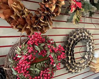Magnolia Leaf Wreath with Red Berries