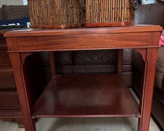 Bamboo and Wood Decorative Chests with Wood Side Table