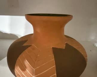 Southwestern Red Clay Vase with Geometric Motifs
